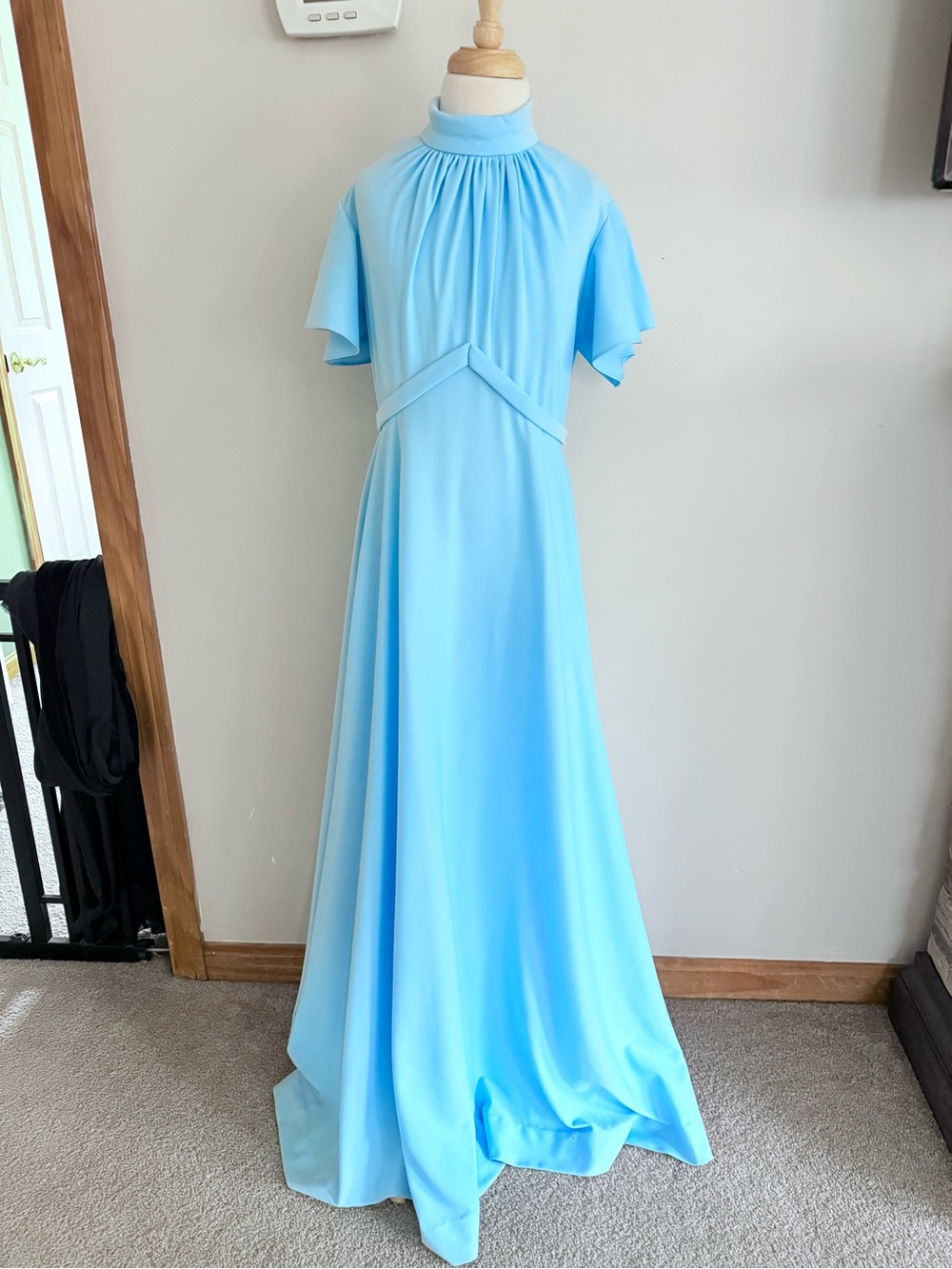 Vintage blue High-Neck Gown 1970s